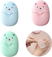 150 Disposable Soap Paper Travel Portable Soap Paper Student Children Mini Portable Soap Paper Tape Storage Box Indoor and Outdoor Skin Cleaning and Disinfection