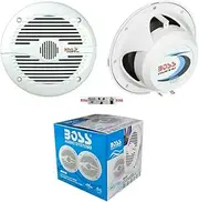 2 Marine Speakers Compatible with BOSS Audio MR50W 2-Way 5.25 Inch 13.50 cm 135 mm 75 Watt RMS 150 Watt Max Waterproof Sea Pool Boat, per Pair