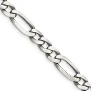 22 Inch Sterling Silver Antiqued 6.5mm Figaro Chain