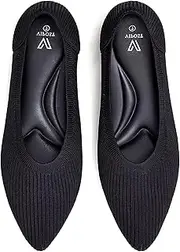 [Vipost] Women's Ballet Flats Foldable Knit Shoes Pointed Toe Slip On Lightweight Breathable for Work Travel Wedding Comfortable Dressy Flats
