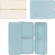 2 Pack Small Pill Organizer, Portable Pill Box, 7 Compartments Pill Case, Medication Container, Pill Box for Vitamins/Pills/Supplements, Folding Design (Beige & Blue)
