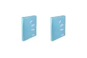 2x Colourhide 48cm Zipper Ring Binder File Paper Document Organiser Sky Blue