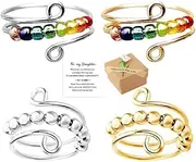 BYVCUI To My Daughter Fidget Ring for Anxiety,4pcs fidget rings mood ring Adjustable opening Stacking Anxiety Relief Rainbow Fidget Ring Jewelry Gifts