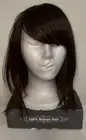TEN CHOPSTICKS 100% Human Hair WIG with Bangs Brown w/Caramel Highlights 12” NEW