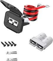 Dual 50A Anderson SB50 Series Connectors Flush Plug,600V 50cm 10AWG Mounting Bracket Panel Plug with Dustproof Cover& Waterproof Gasket Mount Recessed Plate for Variety of Large Vehicles
