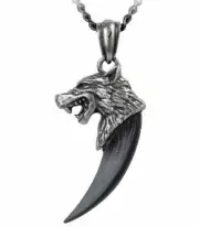 Wolf Macht Pendant Necklace, Tooth Fang Viking Punk Gothic Wild, Alchemy England
