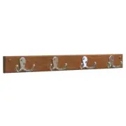 Wooden Mallet HSD4NMO 4 Double Prong Nickel Hook Rail & Coat Rack - Medium Oak
