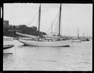 Mr Lee K Murray's yacht Day Dream anchored in Sydney Harbour, NSW, - Old Photo