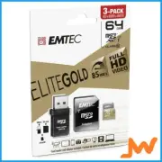 Emtec EliteGold 64GB MicroSDXC with Card Reader and USB Adapter