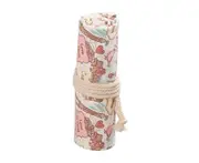 24 Holes Rolled Pencil Pouch Foldable Large Capacity Pen Storage Canvas Pencil Pen Case Storage Pouch for Sketch