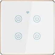 Lancoon Intelligent Light Waterproof Switch with Gold Aluminium Frame Support, Support for Wireless Remote Control, Voice Control, Family Multiplayer Sharing (4 Gang)