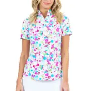 IBKUL Denis Mock Neck Top Size S M XXL Short Sleeve White Womens Golf Shirt NWT