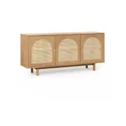 Cove Natural Oak 3 Door Rattan Arch Sideboard Buffet
