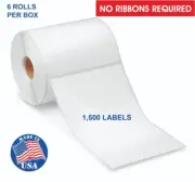 4" x 6" Direct Thermal Labels - Zebra 2844 Eltron ZP450. 250/Roll (6 Rolls)