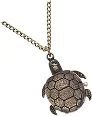 [BESTYASH] 1pc Quartz Watches Pendant Watch Chain Necklace Women Unique Digital Watch Necklace Turtle Clock Keychain Animal Quartz Pocket Women Watch Chain Analog Watch Alloy Coffee