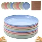 8 Pcs 9 Inch Unbreakable Wheat Straw Plates, Microwave/Dishwasher Safe cereal...
