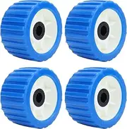 4Pcs Boat Trailer Wobble Rollers, EVA Marine Ribbed Rib Roller Kit with 5in OD, 0.8in ID, Boat Trailer Roller for Yacht Trailer Guides Rollers