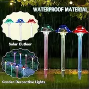 Mushroom Solar Pathway Lights Outdoor Mushroom Garden Pathway Solar Lights Waterproof Solar Decorative RGB Colorful Bright Landscape Light for Lawn Walkway Yar