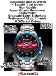 Customize Watch, Bugatti car lovers, High Quality, Japan Quartz Movement
