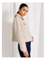[Tokito] Cropped Patch Pocket Jacket in Stone