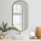 Oval Wall Mirror 84 X 50Cm Make up Mirror for Home Bedroom Living Room Gold