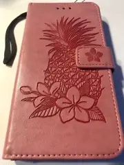 iPhone 11 Pro Max Pineapple Blush Pink Card Holder Flower Wallet Case