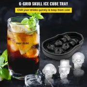 Ice Cube Maker Black Silicone 6 Grid 3D Skull Shape Tray Home Party Bar Ice Ball