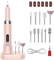 Electric Nail File - Speed Nail Drill Kit, Manicure Pedicure Set | Rechargeable Cordless Nail Drill, Electric Nail File with Adjustable Speed, Nail Drill Machine Nail Grinder with 12 Drill Bits