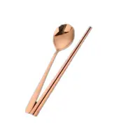 2Set Stainless Steel Food Chopsticks Spoon Set Long Handle Non-slip Chopsticks Dessert Spoons Dinnerware Set