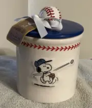 NWT Rae Dunn Snoopy Peanuts Jar Cannister "Play Ball"
