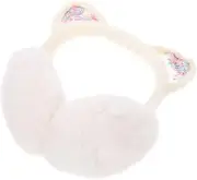 [WRITWAA] Kitten Earmuffs Animal Beanie Gaiter Hearing Ear Planes Cat Ear Headband Dogs Fox Ear Muffs Noise Reduction Winter Headband Warmers Faux Hat Mask White Yarn