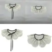 White Shawl False Collar for Womens Girls Ruffle Trim Detachable Collar