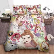 v4877 Bed Sheets Princess Belle In Different Appearances Duvet Cover Set Bed Linen Bed Sheets IU4877