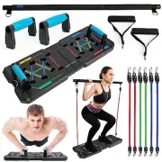 BlueClouds - Color Coded Foldable Push Up Board and Pilates Bar Kit Black
