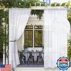 MIULEE Outdoor Sheer Curtain for Patio, Waterproof White Linen Look Semi-Shee