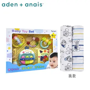 (Aden & Anais) 多功能包巾2入+Toyroyal寶寶玩具禮盒