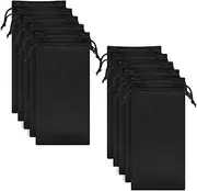 [Bewudy] 10Pcs Microfiber Sunglasses Pouch Soft Eyeglass Pouch With Drawstring Sunglasses Storage Bag Portable Eyeglass Case for Women & Men 7 X 3.5 Inches (Black)