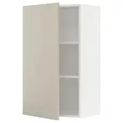 METOD wall cabinet with shelves, white/Havstorp beige, 60x37x100 cm