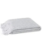 Brooklyn Loom Woven Texture Solid Light Blue Throw