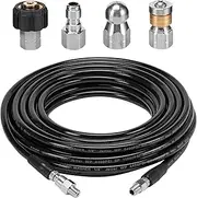 RIDGE WASHER Sewer Jetter Kit for Pressure Washer, 50 Feet Hose, 1/4 Inch, Drain Jetting, Laser and Rotating Sewer Nozzle, 3600 PSI, Orifice 4.0, 4.5