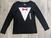 Girls Shirt Long Sleeved Shirt Size Small Size 6/7 Faux Tuxedo Old Navy Black