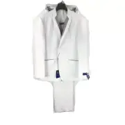 Tony Blake White Gray Suit Men's 3 Piece Slim Fit Flat Front Pants Size 40S