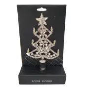 Tahari Glam Rhinestone Crystal Wine Bottle Stopper Christmas Tree Holiday NEW