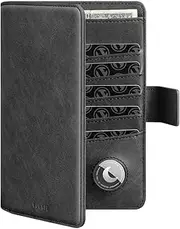 [VULKIT] Passport Holder with Airtag Holder RFID Blocking Passport Wallet Travel Leather Passport for Women(Black)