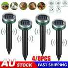 4/8 Snake Repeller Rat Mouse Trap Pest Ultrasonic Solar Powered Repellent Rodent