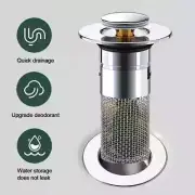 Kitchen Sink Drain Stainless steel Strainer Sink Stopper Bath Plug Pop-Up Bounc