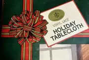 Holiday NIB Vinyl Lace Tablecloth 70" Round Red Vintage Sultans L Inc