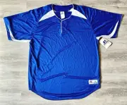 DRI-POWER 2 button Baseball Mesh Pullover Jersey by Russell ROYAL BLUE ADULT XL