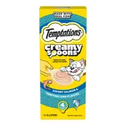 TEMPTATIONS Creamy Spoons Savoury Salmon & Tempting Tuna 4 X 10gm Cat Treats Pet