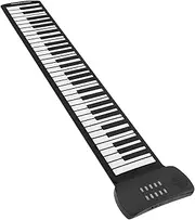 Vaguelly 61-key Electronic Piano Keyboard Roll up Hand Rolled Portable Built-in Speaker External Power Cable